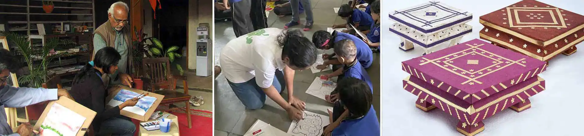 Students painting at a Sumbaran workshop